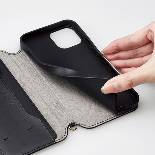 NEUTZ アウトレット iPhone 14 13 レザーケース ブラック エレコム