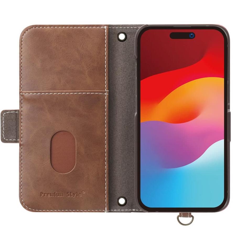 Premium Style iPhone 15 Plus ケース 手帳型 ダスティピンク PG