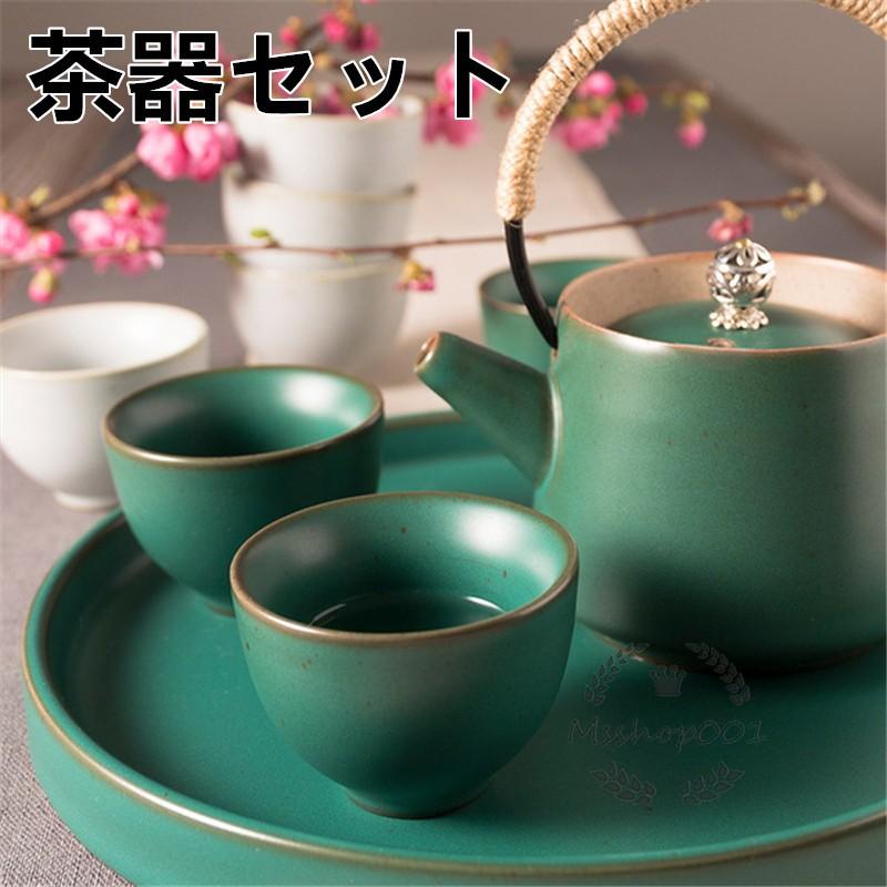 茶器セット 急須 日本茶用品 茶道具 お茶 中国茶 陶器 プレゼント 茶碗 湯飲み 和風　禅 急須+湯飲み*4+茶盆　お茶会　茶道  :YH0987:エムズショップ - 通販 - Yahoo!ショッピング