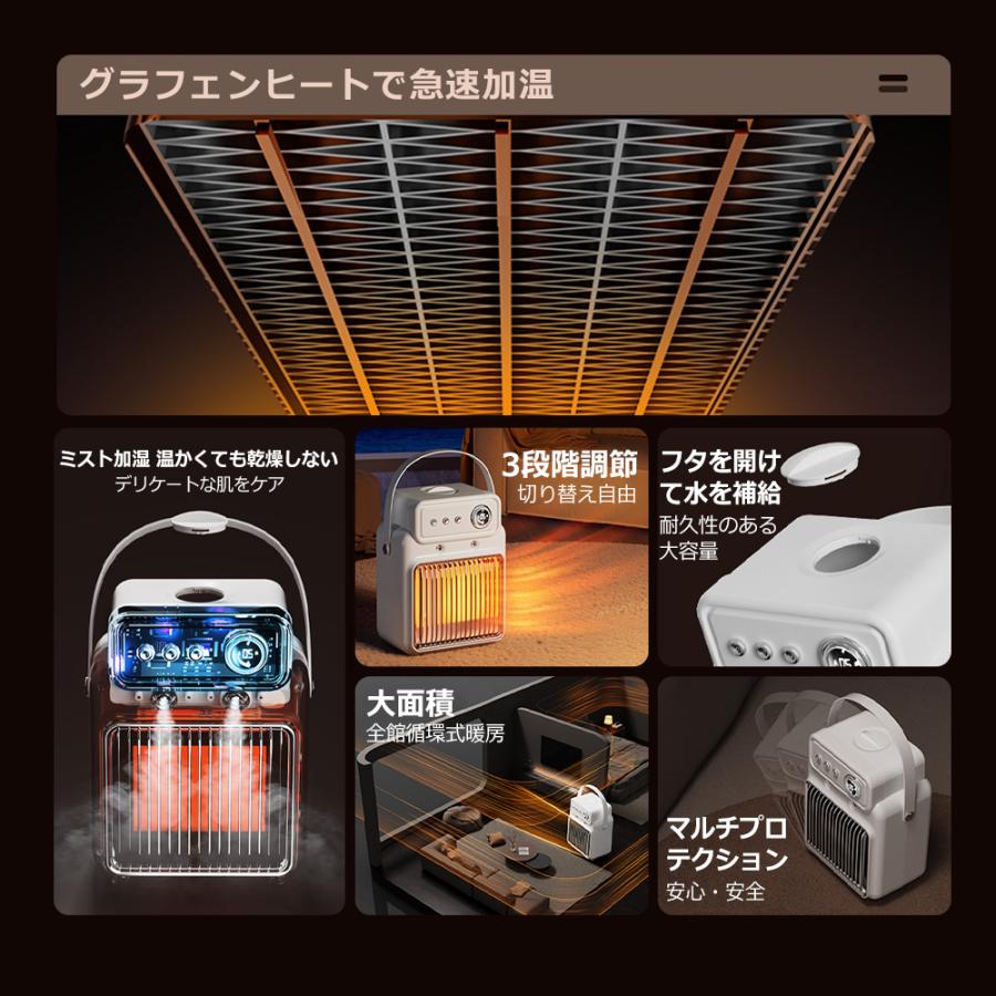 正規品】2025 セラミックヒーター ファンヒーター 加湿器 乾燥対策