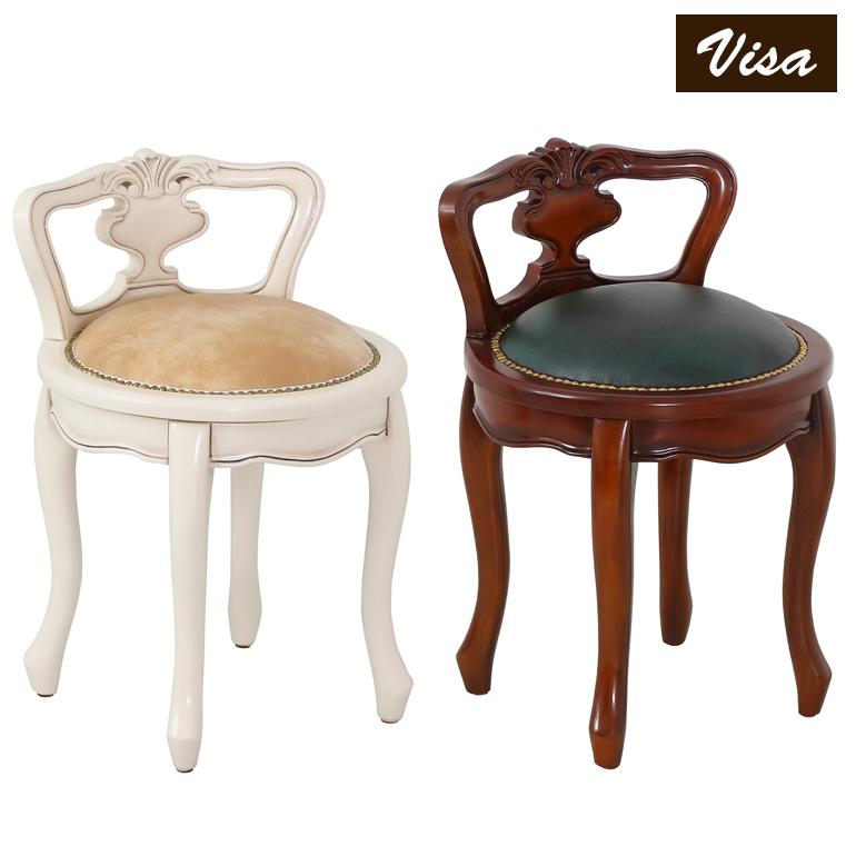 椅子 おしゃれ 木製 白家具 アンティーク家具 姫系家具 猫脚家具 ヴァーサ ラウンドチェア (24873 35267) (KR)