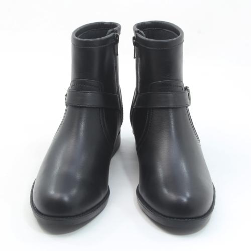 黒 レザー ファー付きブーツ 第一ゴム ラ・シェブリー W6648 ブラック 黒 レディース 本革 ベルト