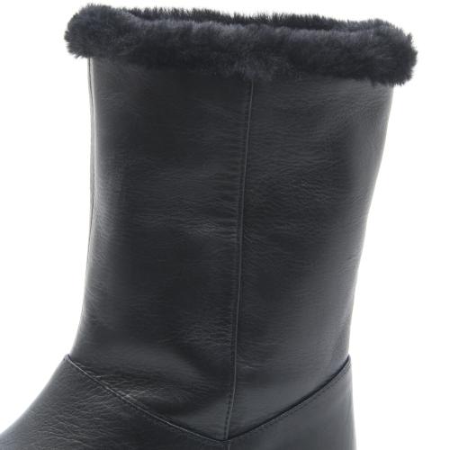 黒 レザー ファー付きブーツ 第一ゴム ラ・シェブリー W6746 ブラック 黒 レディース 本革 2way