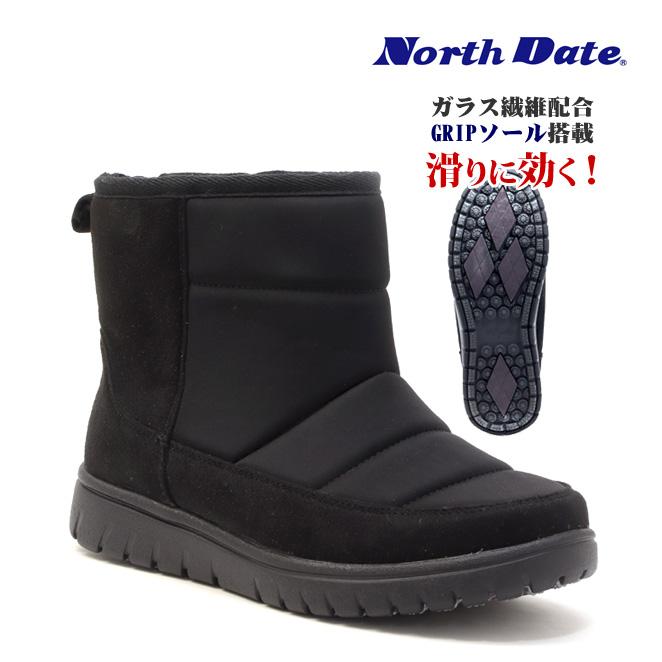 NORTH DATE（ノースデイト） メンズ スノーブーツ ショート丈 ブラック