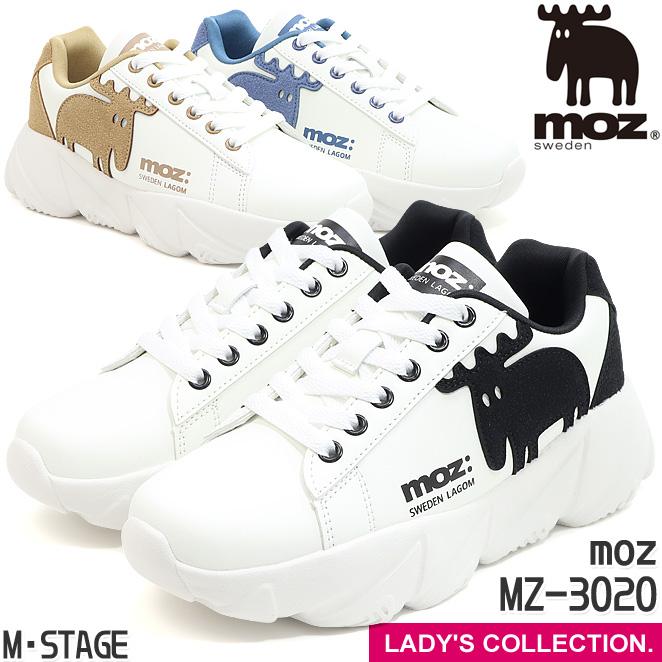 moz（モズ） レディース ローカット スニーカー moz MZ-3020 ホワイト