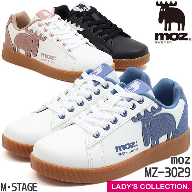 moz（モズ） レディース ローカット スニーカー moz MZ-3029 ホワイト