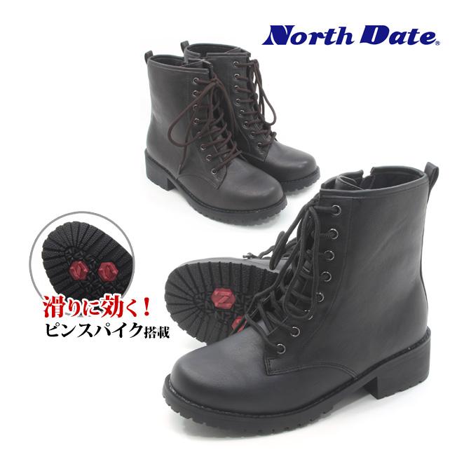 NORTH DATE（ノースデイト） レディース 防滑 防寒 編み上げブーツ
