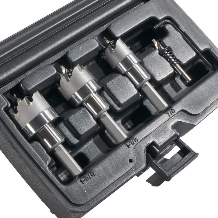 買取格安 Klein Tools 31872 Hole Cutter， 4-Piece Carbide Hole Cutter Set Includes Pilot Bit and is in Rust-Proof Molded Plastic Case