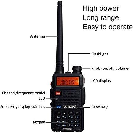 Retevis　RT-5R　Dual　Talkies　Radio,　Flashlight　Adults　Pack)　Long　Range,　Way　Two　Power　with　Way　1400mAh　High　for　Radios　Band　(6　Earpiece　128CH　Walkie