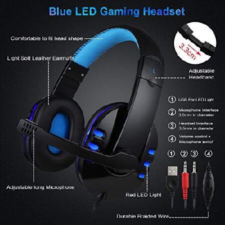 世界の BlueFinger Backlit Gaming Keyboard and Mouse and LED Headset Combo，USB Wired 3 Color Crack Backlit Keyboard，Blue LED Light Gaming Headset，Gaming Keybo