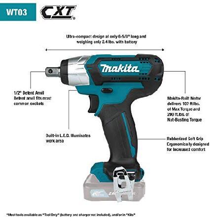 売り廉価 Makita WT03Z 12V max CXT(R) Lithium-Ion Cordless 1/2 Sq. Drive Impact Wrench， Tool Only　電動工具