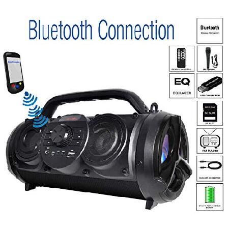 売れ筋ランキング Boytone BT-18BK Portable Bluetooth Boombox Speaker， Indoor/Outdoor， 25W， Loud Sound， Deeper Bass， EQ， 5 Subwoofer， 2 x 3.25 Tweeter， FM， 9H Playtime，