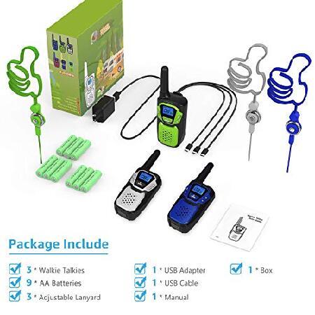Walkie　Talkies　Pack　Camping　Easy　(1Blue　Walky　Range　Radio　Way　Rechargeable,　＆　Hiking　＆　Talky　to　Handheld　for　with　NOAA　Two　1Green　Use　Long　1Silver