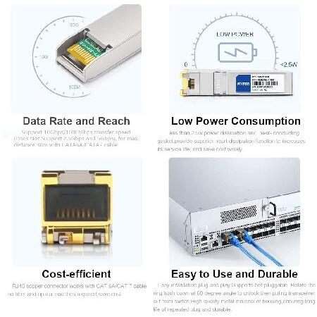 10GBASE-T　SFP　カッパー　30m　RJ-45　トランシーバー　モジュール　Mikrotik対応