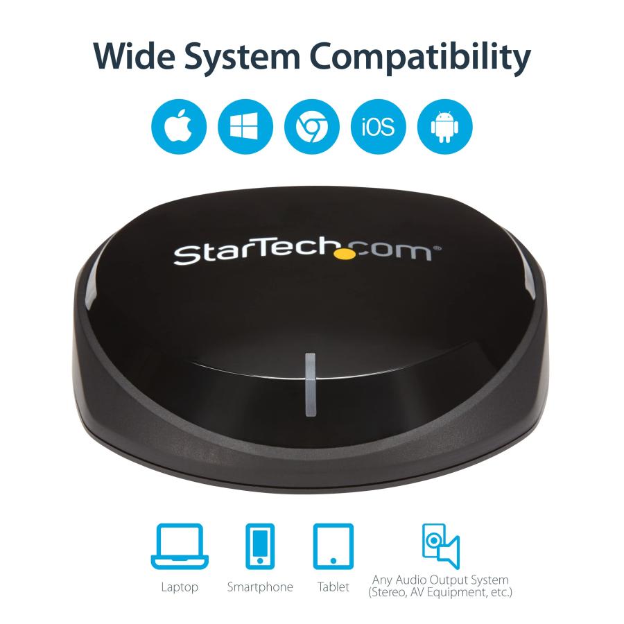 出品 StarTech.com Bluetooth Audio Receiver with NFC - 3.5mm Jack/RCA/SPDIF (Toslink) - BT 5.0 - HiFi Wolfson DAC - Bluetooth Stereo Receiver for Speakers/P