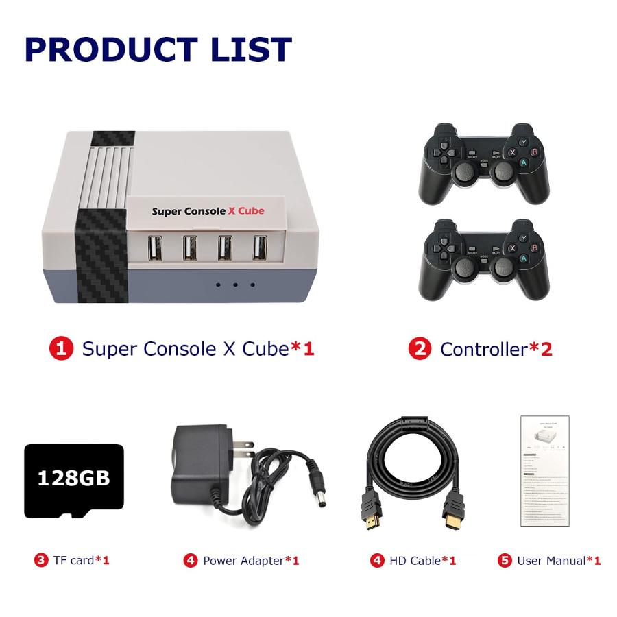 送料j無料 Retro Video Game Console， Super Console X Cube Built-in 95，000+ Games， TV＆Game Systems in 1， Game Consoles Support for 4K TV 1080P HD Output， 4 USB P