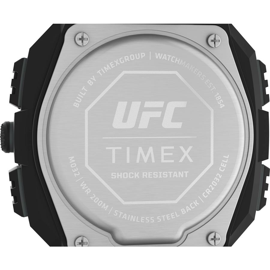 Timex UFC メンズ ショック オーバーサイズ 50mm 腕時計 - ブラックストラップ デジタルダイヤル ブラックケース, ブラック, デジタル。