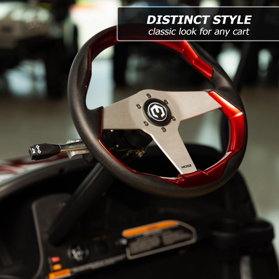 買い超安い MODZ Zilker Golf Cart Steering Wheel with Adapter - Fits All Yamaha Models - Carbon Fiber and Silver