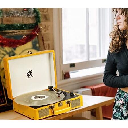 クリアランス最安値 Vintage Bluetooth Suitcase Record Player with Built-in Speakers， 3 Speed Portable Turntable with USB Vinyl Audio Recorder RCA AUX-in ＆ Headphone Jack