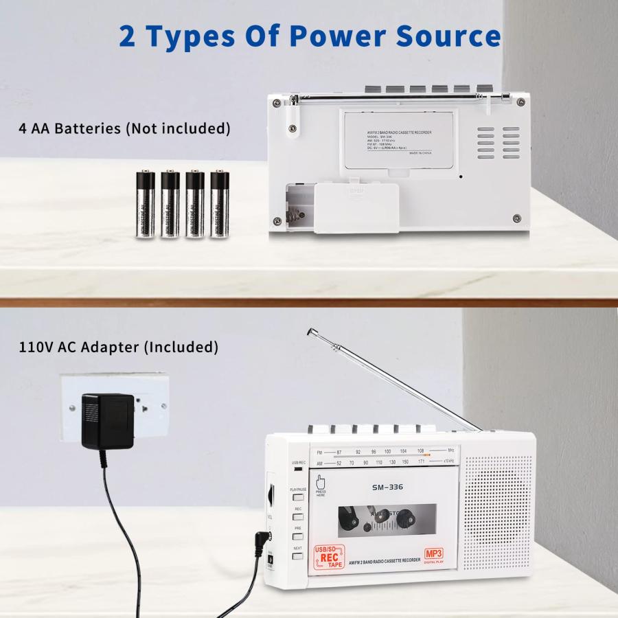 ダイハツ ポータブルカセットプレーヤーレコーダー カセットからMP3デジタルコンバーター USBまたはMicro SDカード対応 ACまたは単三電池4本で給電 AM FMラジオテープ ウ