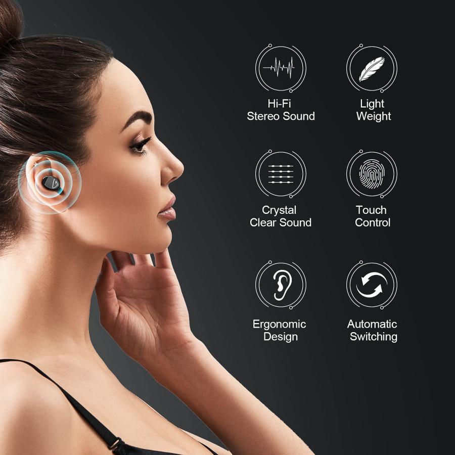 買う Yardstick Wireless Earbuds， Bluetooth 5.2 Headphones with Wireless Charging Case 1200mAh-60Hrs Play Time-Cell Phones Charging Function， Built-in Micro