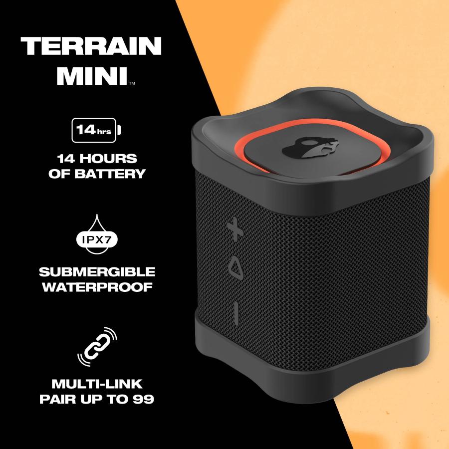 特価ブログ Skullcandy Terrain Mini Wireless Bluetooth Speaker - IPX7 Waterproof Portable with Dual Custom Passive Radiators， 14 Hour Battery， Nylon Wrist Wrap，