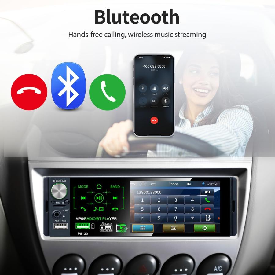 売値 Single Din Car Stereo with Bluetooth， 4.1 Touchscreen Car Radio with AM/FM/RDS， 1 Din Auto Audio MP5 Player， Head Unit with Backup Camera Dual USB Po