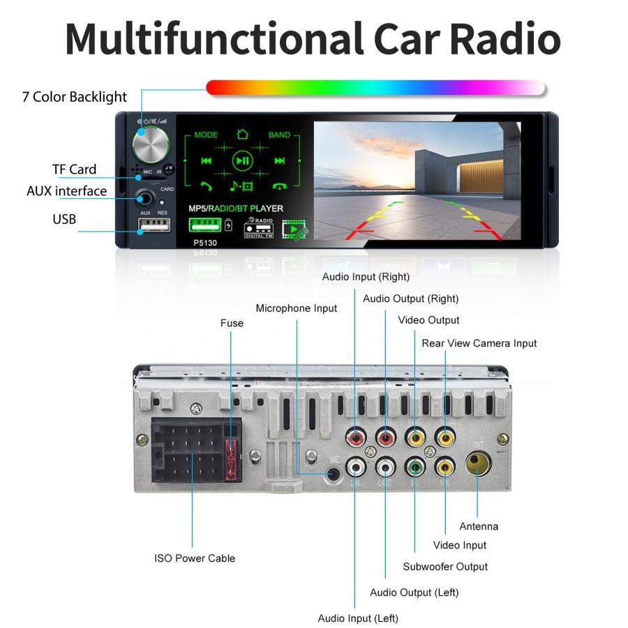 売値 Single Din Car Stereo with Bluetooth， 4.1 Touchscreen Car Radio with AM/FM/RDS， 1 Din Auto Audio MP5 Player， Head Unit with Backup Camera Dual USB Po