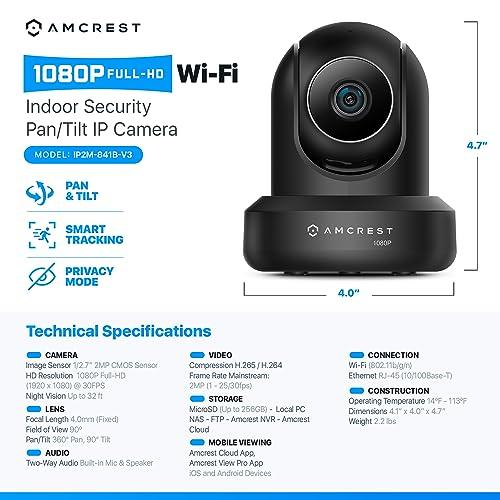 Amcrest ProHD 1080P WiFi 2MP (1920TVL) Indoor Pan/Tilt Security Wireless IP Camera IP2M-841B (Black)｜mstand｜08