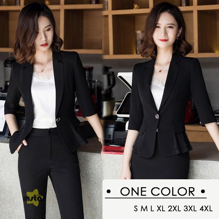 スーツ パンツスーツ レディース 五分袖 ペプラム オフィス ビジネス ブラックフォーマル リクルートスーツ 就活 面接 通勤 2点セット Pf Mstar Yahoo 店 通販 Yahoo ショッピング