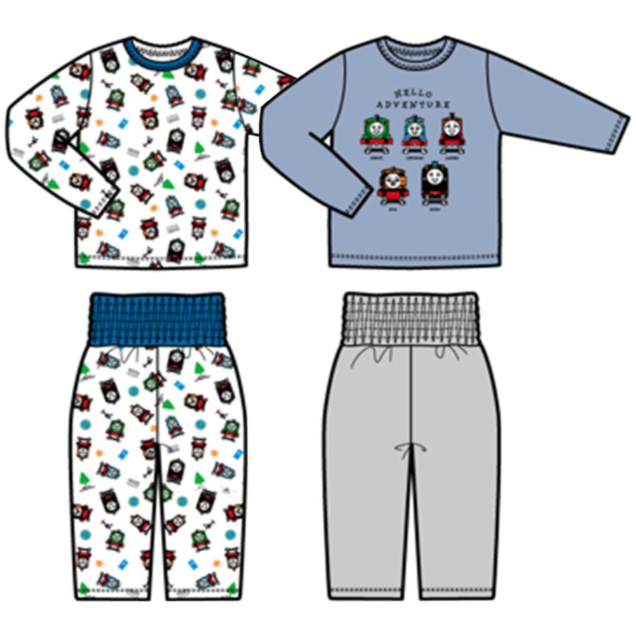 福袋 2026 男の子 2点セット パジャマ上下 スムース長袖パジャマ