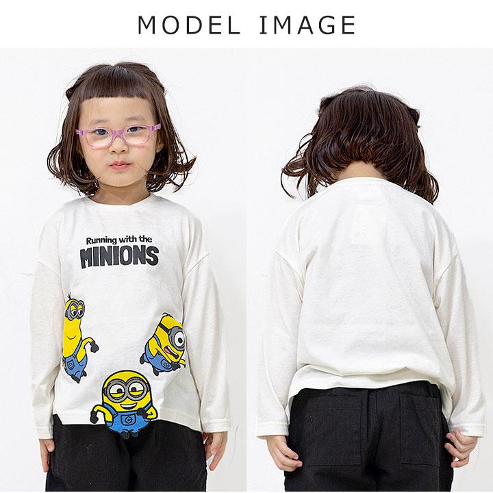 MINIONS（ミニオンズ） Tシャツ 長袖 キッズ アップリケ 長袖Tシャツ
