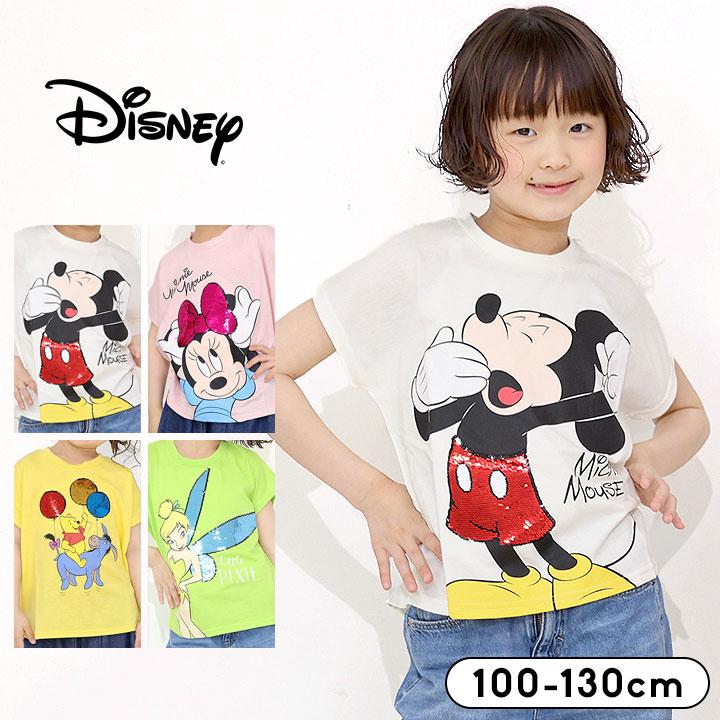 Disney（ディズニー） Tシャツ 半袖 キッズ プリント スパンコール