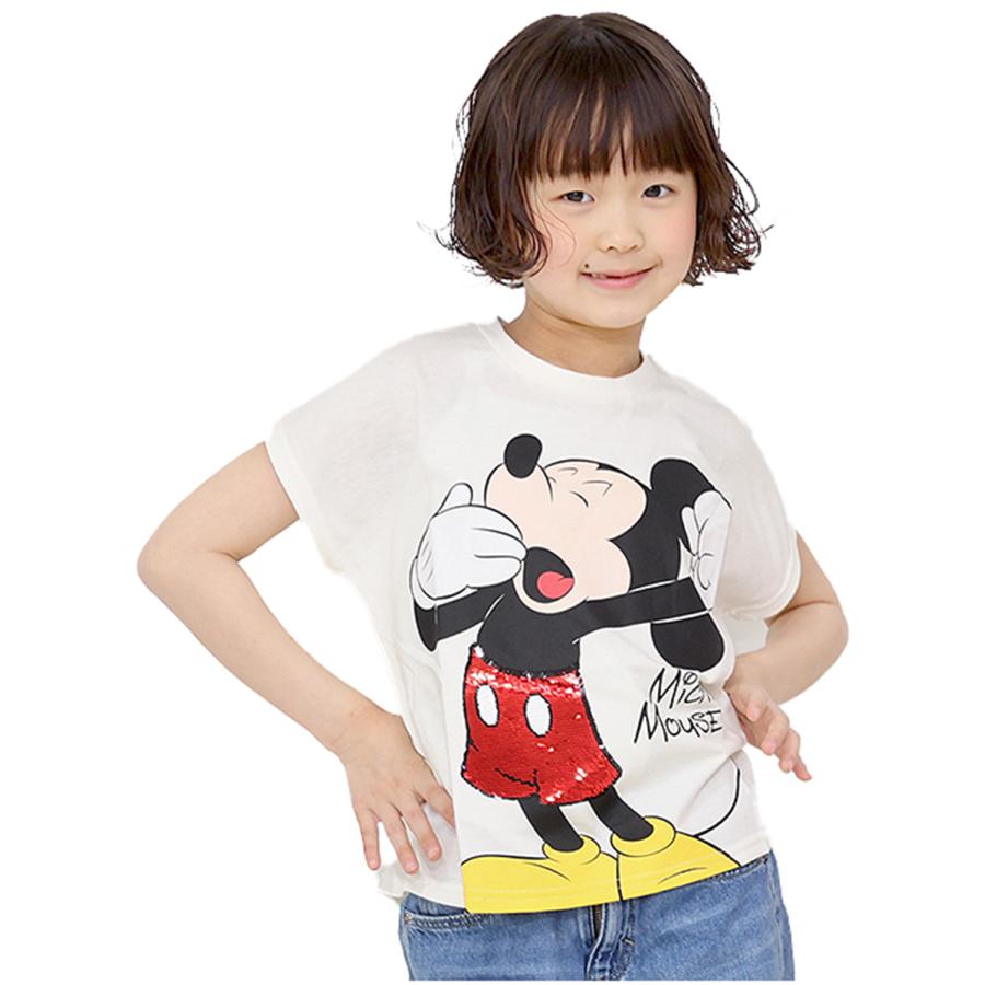Disney（ディズニー） Tシャツ 半袖 キッズ プリント スパンコール