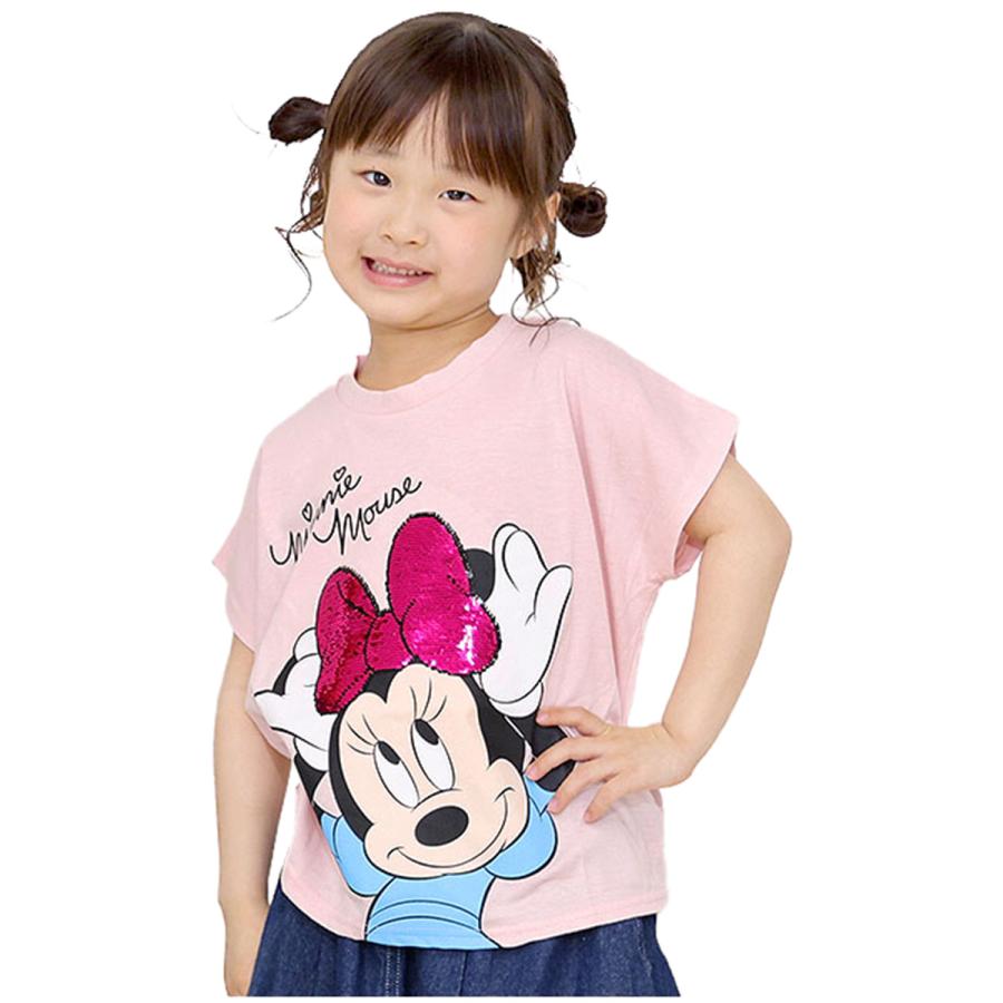 Disney（ディズニー） Tシャツ 半袖 キッズ プリント スパンコール