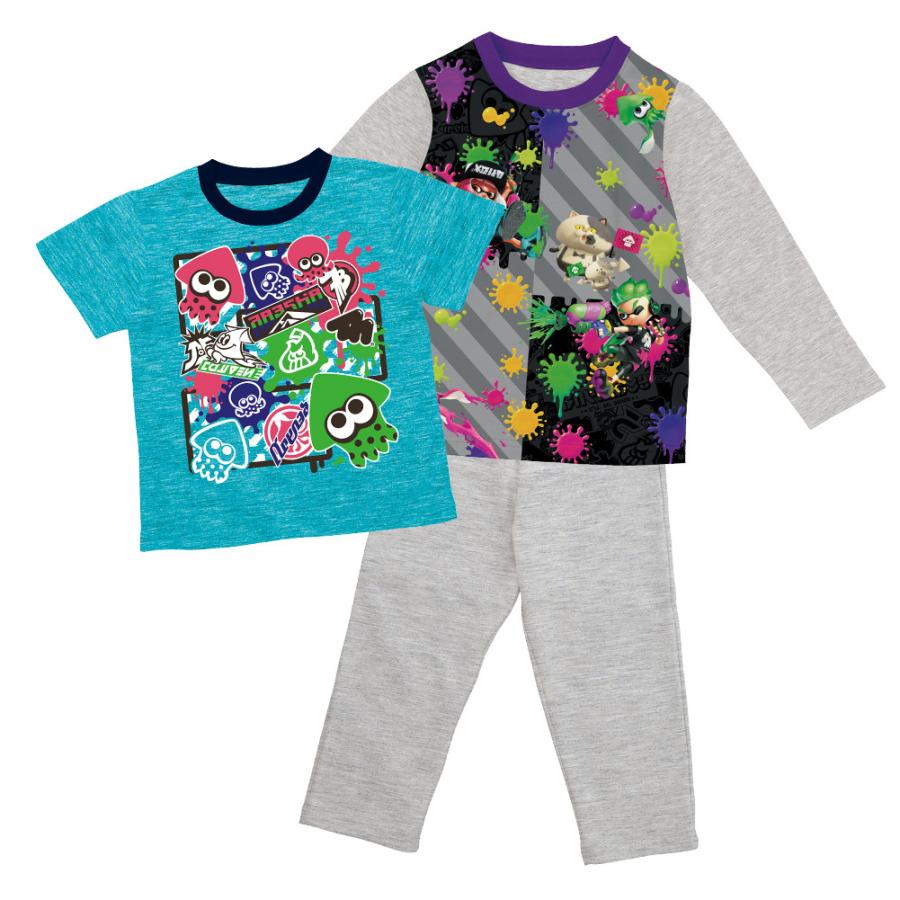 パジャマ キッズ 女子 男子 スプラトゥーン2 グッズ Tシャツ 男子 女子 子供 2トップス 春夏 長袖 半袖tシャツ 上下セット 子供服 こども Switch パジャマ カラー ネイビー