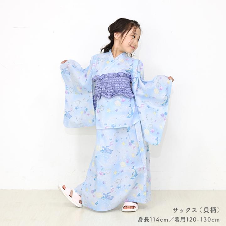 浴衣 子供 セパレート 女の子 上下セット 作り帯 3点セット サンドレス