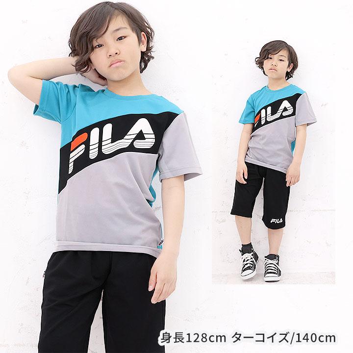 Tシャツ キッズ 半袖 フィラ ハーフパンツ 上下 ジャージ ジュニア 男の子 130 140 150 160 子供服 トップス ボトムス Tスーツ 春夏 半袖Tシャツ | FILA | 02