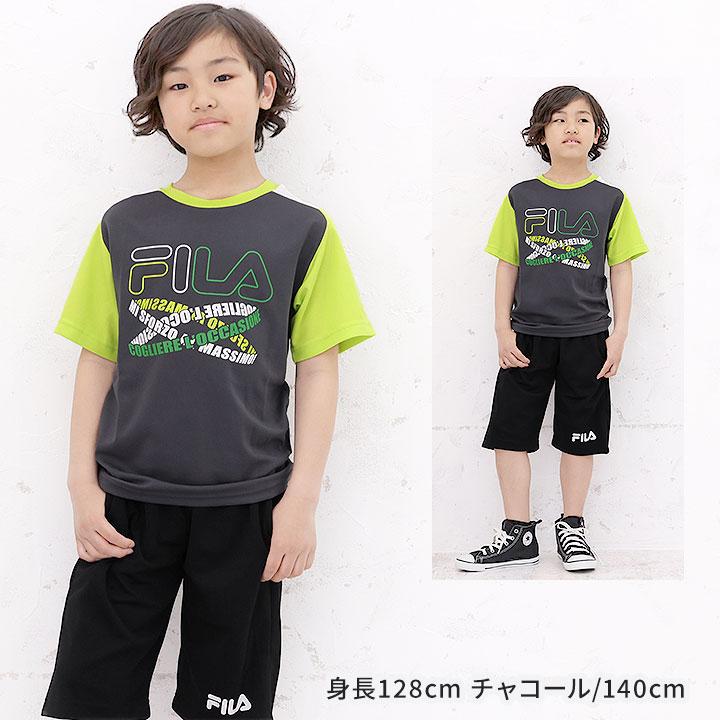 Tシャツ キッズ 半袖 フィラ 半袖 ハーフパンツ 上下 ジャージ ジュニア 男の子 130 140 150 160 子供服 トップス ボトムス Tスーツ 春夏 半袖Tシャツ | FILA | 02