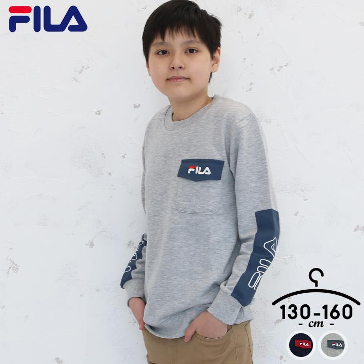 トレーナー キッズ ブランド フィラ 長袖トレーナー 男子 キッズ ジュニア 長袖 おしゃれ 普段着 130 140 150 160cm 杢グレー ネイビー 長袖 スエット D35 Manhattan Store 通販 Yahoo ショッピング