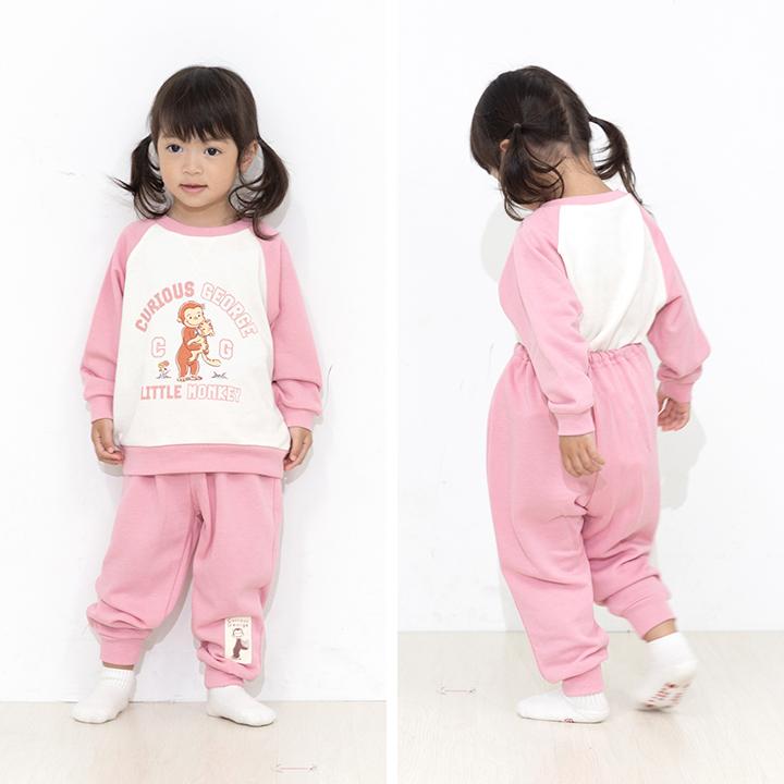 パジャマ キッズ 長袖 おさるのジョージ 裏毛 90 95 100 ブルー ピンク