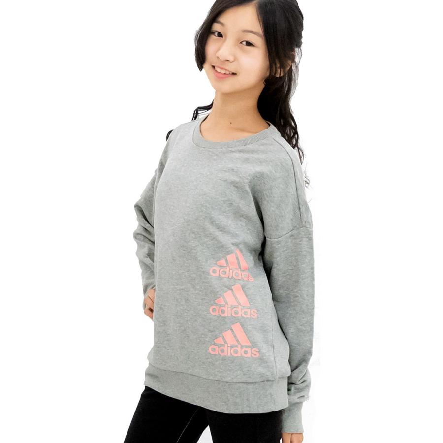 トレーナー キッズ アディダス 女子 ゆったり 110cm 120cm 130cm 140 150 160cm adidas 子供 服 ジュニア  スウェット ドロップショルダー トップス