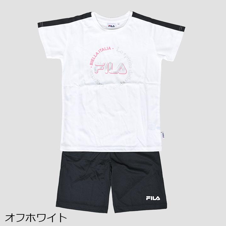FILAフィラ メンズ ストライプジャガードゲームシャツ白ハーフパンツ上下セット FILA（フィラ） ジャージ 上下 キッズ 半袖 tシャツ 半袖 ハーフパンツ