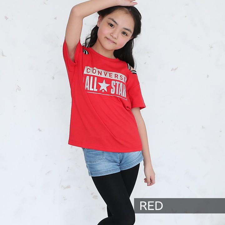 半袖tシャツ キッズ Converse コンバース ジュニア 女子 肩開き 子供服 おしゃれ オフ レッド 白 赤 130cm 140cm 150cm 160cm かわいい 小学校 小学生 V28 Manhattan Store 通販 Yahoo ショッピング
