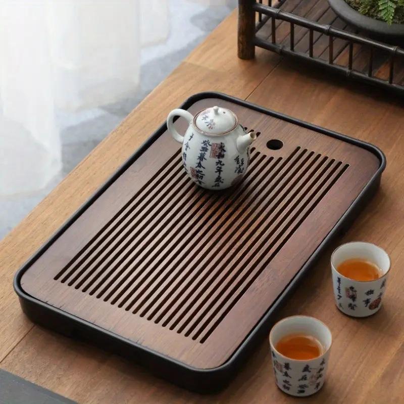 中国茶 茶盤 高級トレイ ブラウン 竹製 おしゃれ 排水口付 洗える