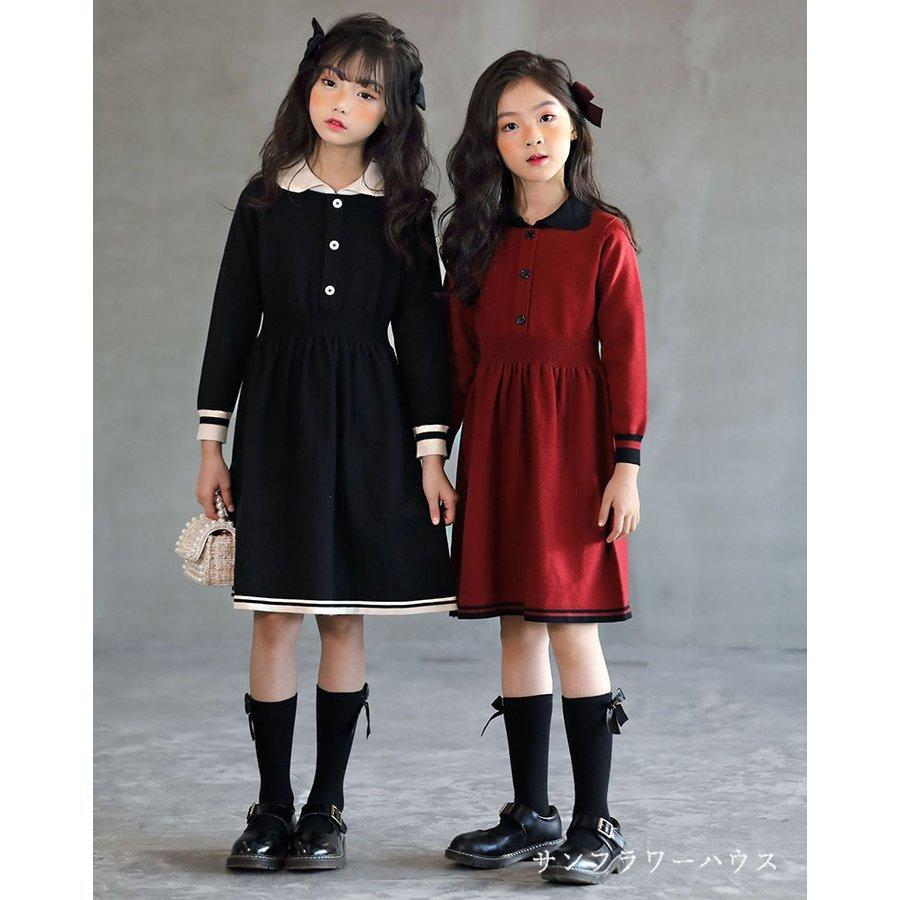 ワンピースキッズ長袖ニット秋冬韓国キッズワンピースカジュアルファッションフォーマルドレスガールズピアノ柔らかい女の子 最高の品質