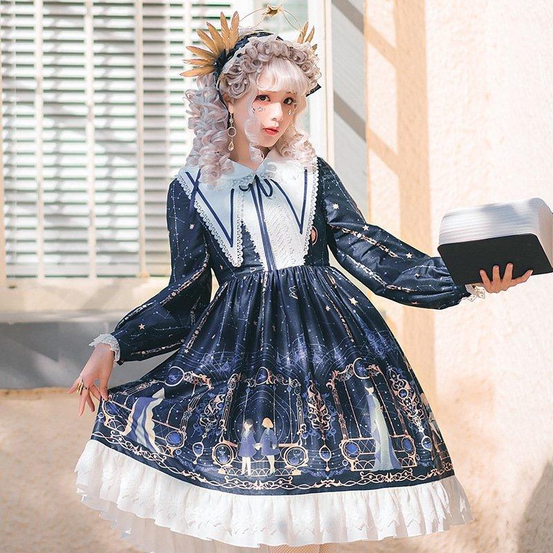 新品 ロリータ ゴスロリ フリル フリーサイ フレア リボン レディース レトロ ロリータドレス ワンピース 姫系 森ガール 長袖 高級素材使用ブランド ワンピース