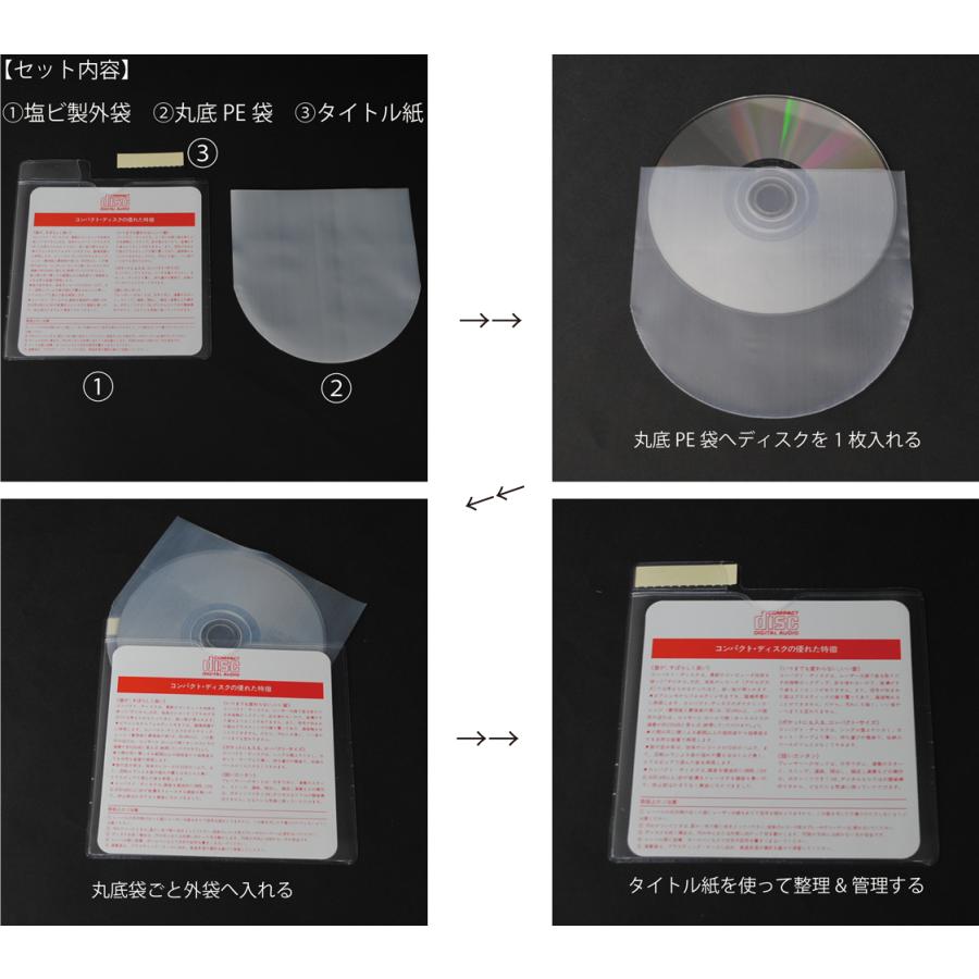 CD ストック 整理袋 丸底PE袋 セット ポスト便 送料無料 20枚入 （SB