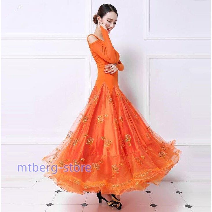 社交ダンス ドレス ワンピース 大きい裾 モダン ラテン ダンス 衣装 ダンス衣装 ワンピース タンゴ 衣装 ドレス 社交ダンス ラテンドレス 　 社交ダンス ドレス ワンピース 衣装