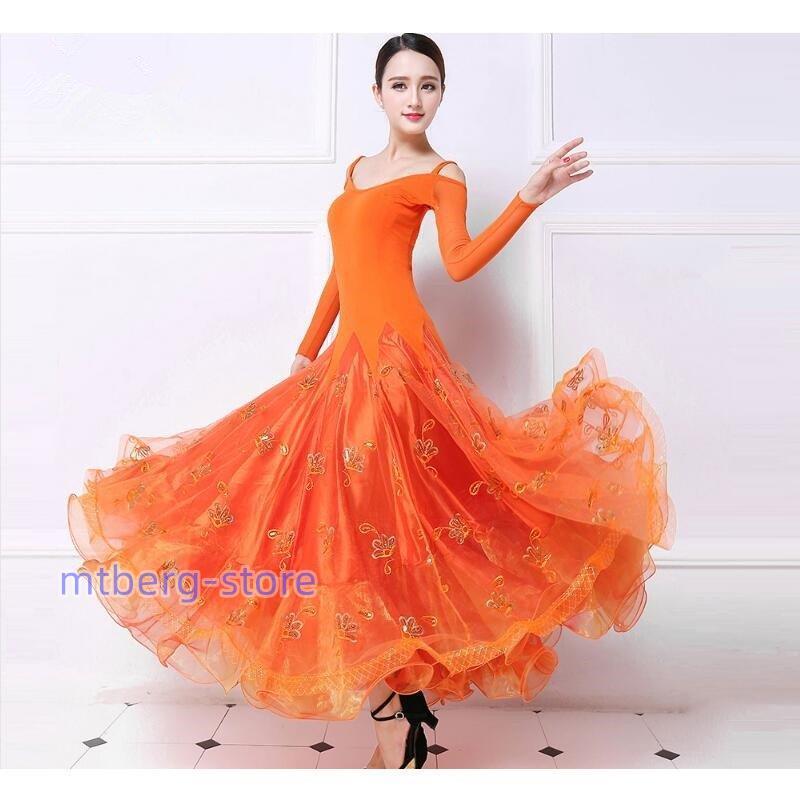 社交ダンス ドレス ワンピース 大きい裾 モダン ラテン ダンス 衣装 ダンス衣装 ワンピース タンゴ 衣装 ドレス 社交ダンス ラテンドレス 　 社交ダンス ドレス ワンピース 衣装